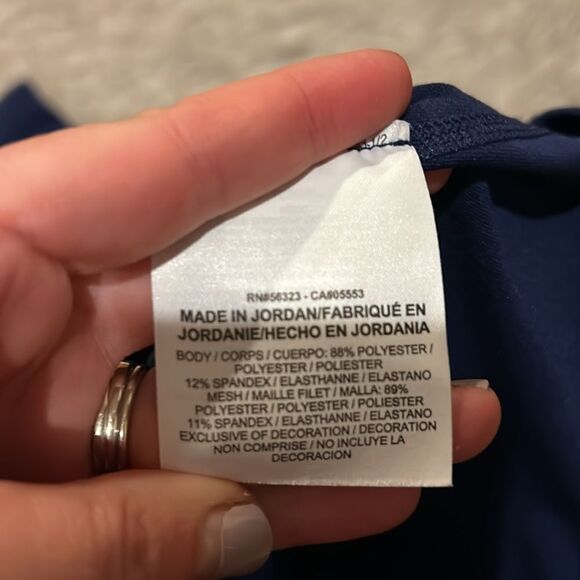 Nike running dri fit navy blue logo stripped quarter zip size small - Picture 3 of 5